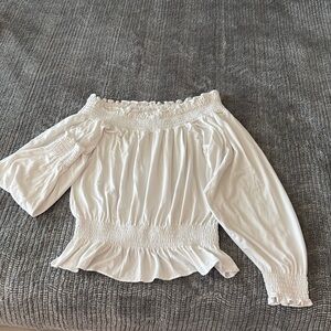 Women’s Ralph Lauren white crop long sleeve shirt.